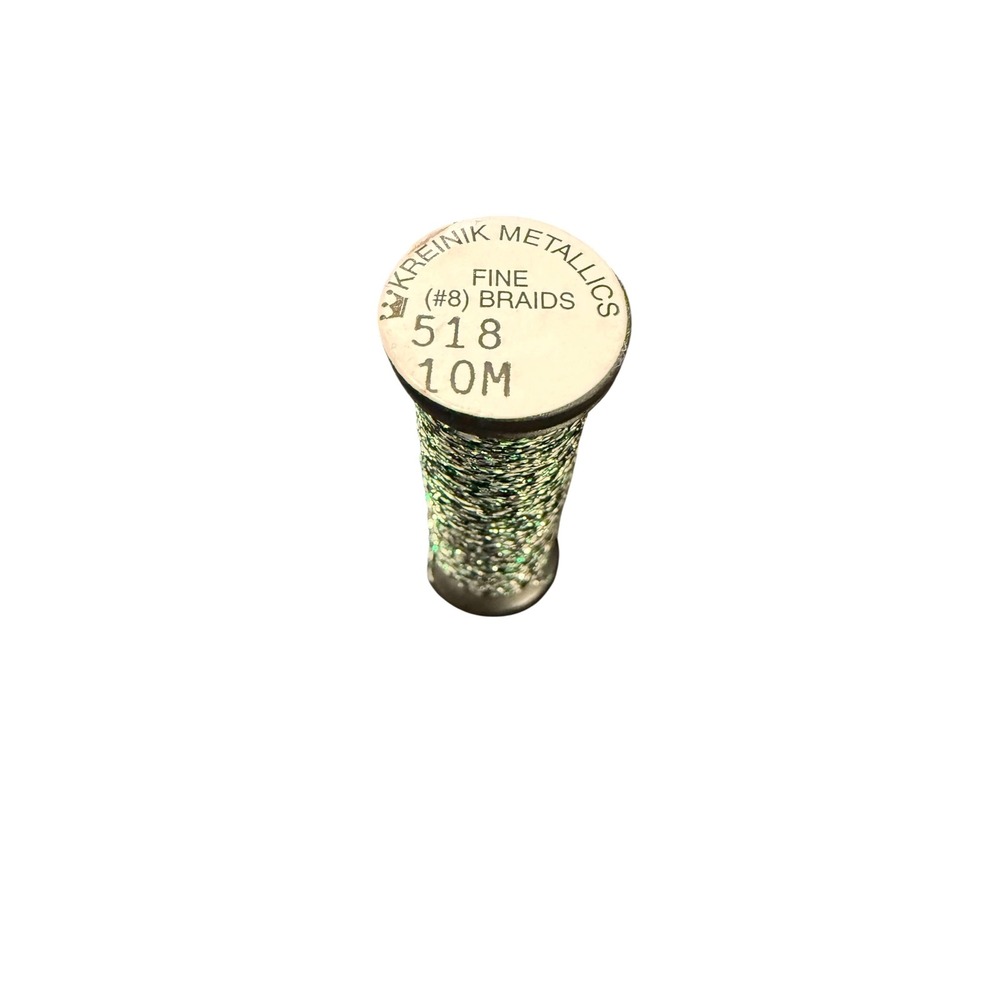 Kreinik Fine #8 Braid 10M 518 Green Silver New Metallic Embroidery Thread